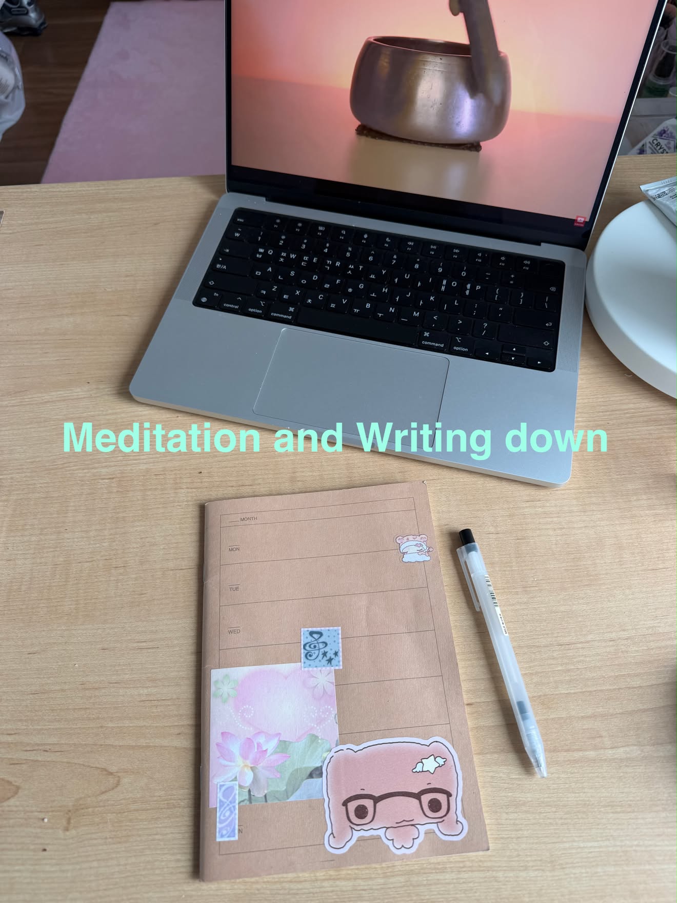 The participant meditating